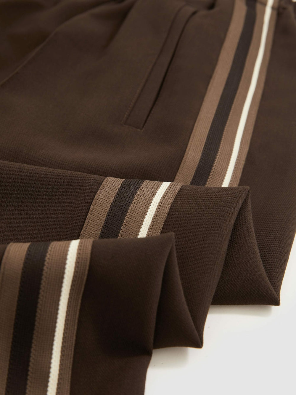 Petite Side-Stripe Wide-Leg Trousers Chocolate Brown | Womens