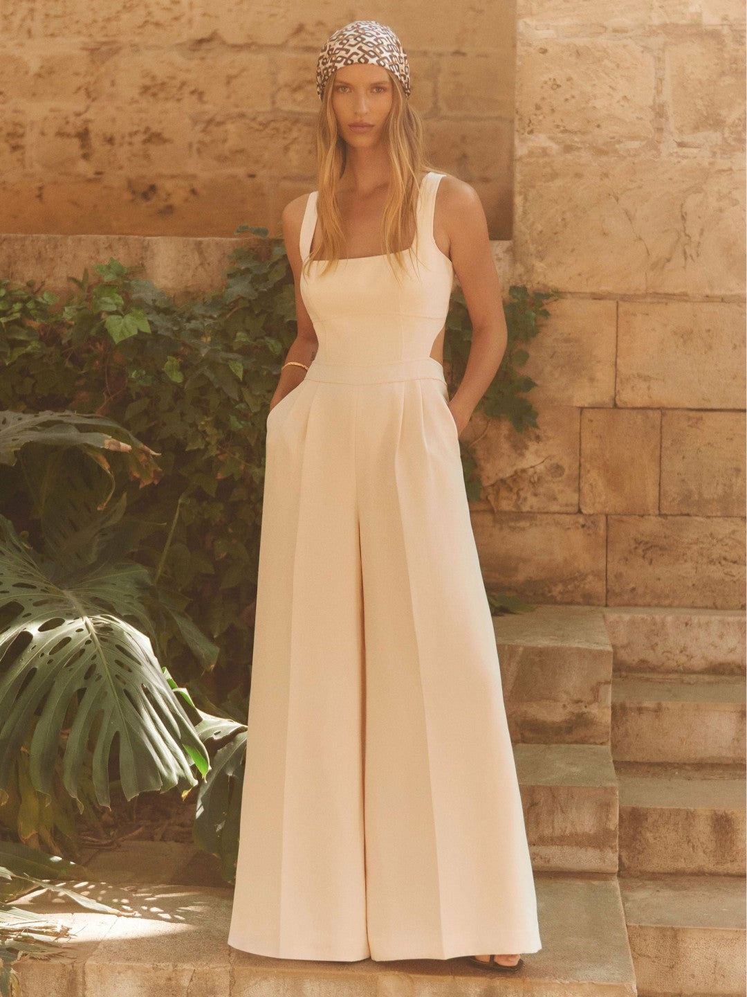 Wide-Leg Cut-Out Jumpsuit Pale Pink | Womens