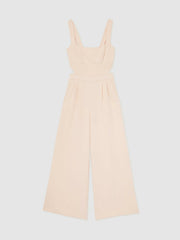 Wide-Leg Cut-Out Jumpsuit Pale Pink | Womens