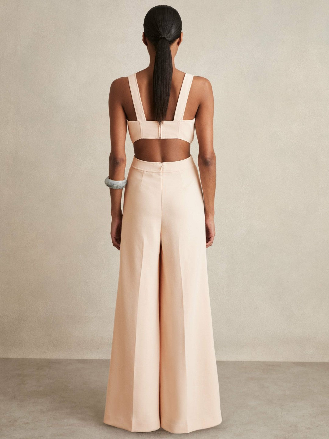 Wide-Leg Cut-Out Jumpsuit Pale Pink | Womens