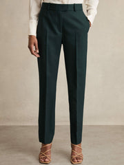 Wool-Blend Slim-Fit Suit Trousers Green | Womens