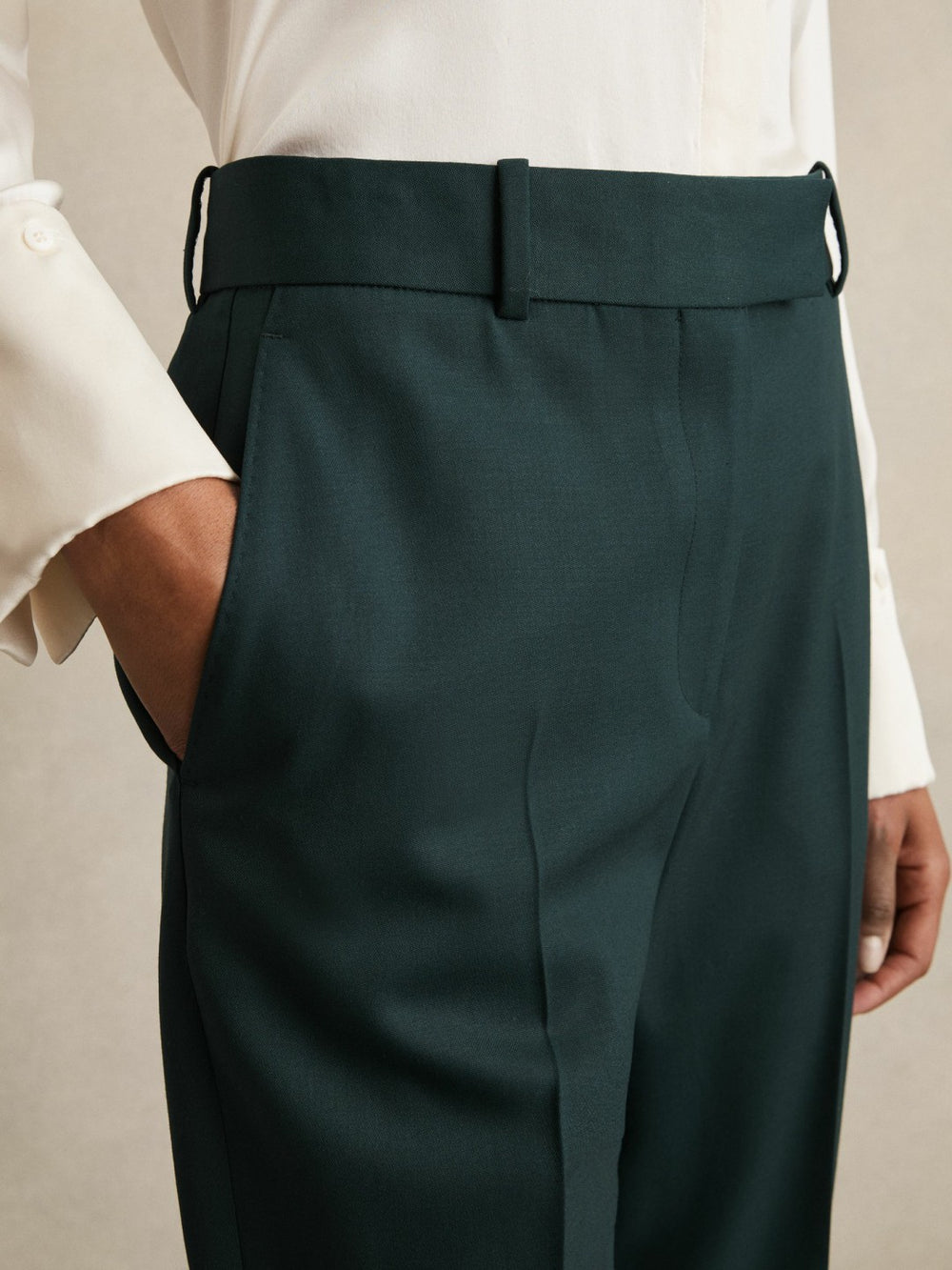 Wool-Blend Slim-Fit Suit Trousers Green | Womens