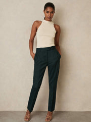 Petite Wool-Blend Slim-Fit Suit Trousers Green | Womens
