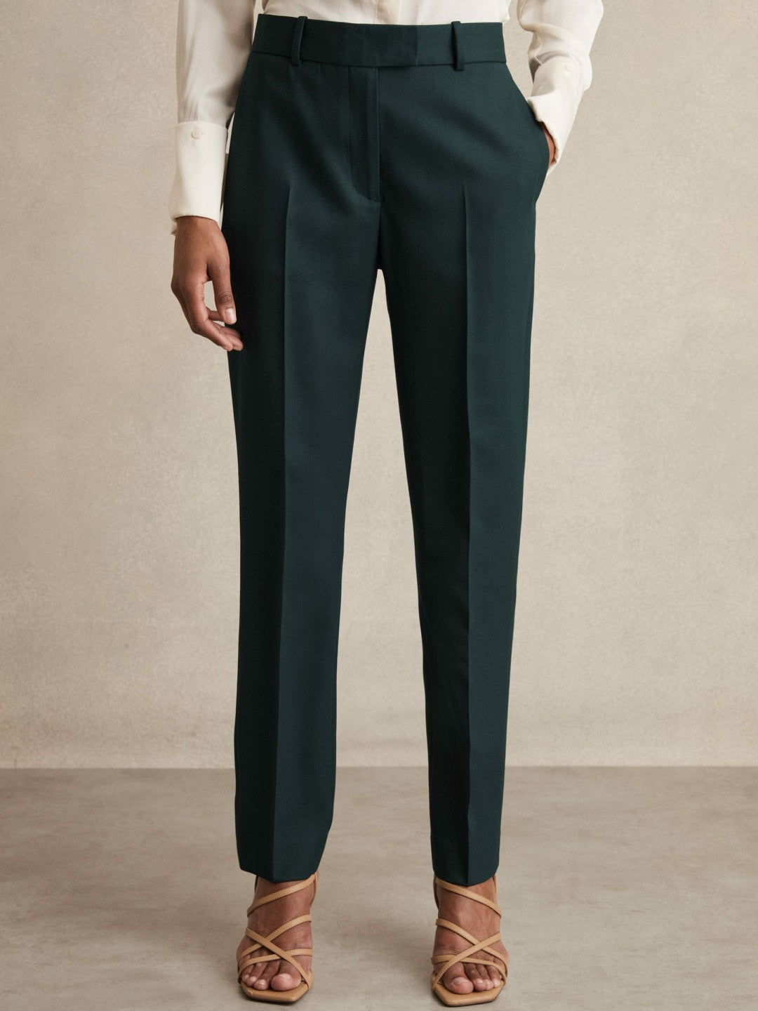 Petite Wool-Blend Slim-Fit Suit Trousers Green | Womens