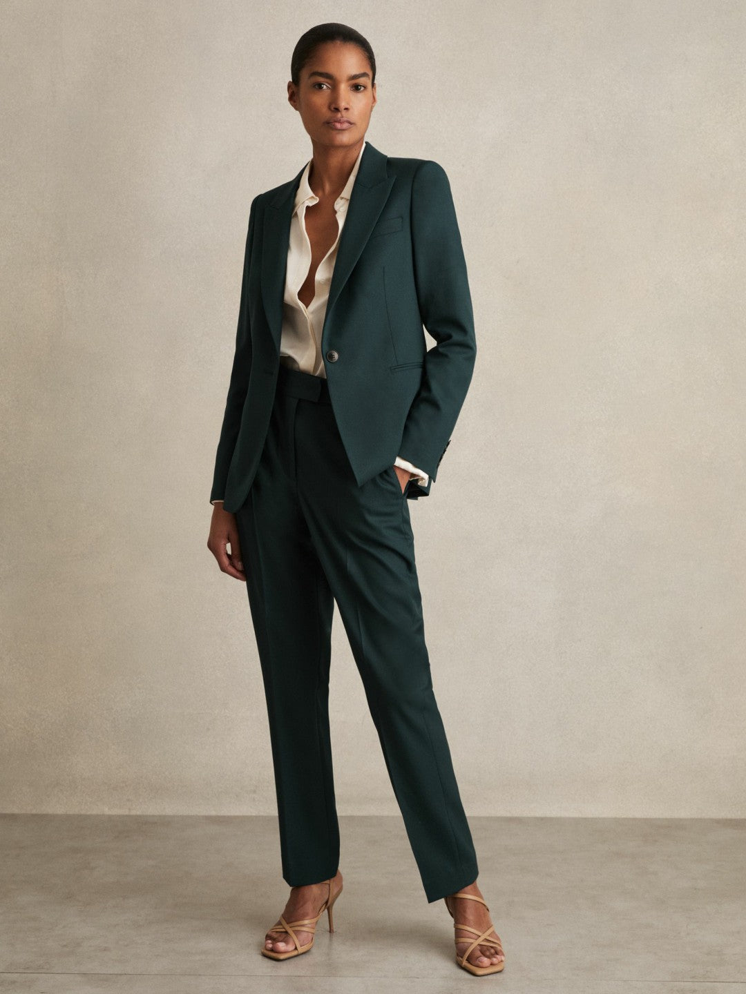 Petite Wool-Blend Slim-Fit Suit Trousers Green | Womens