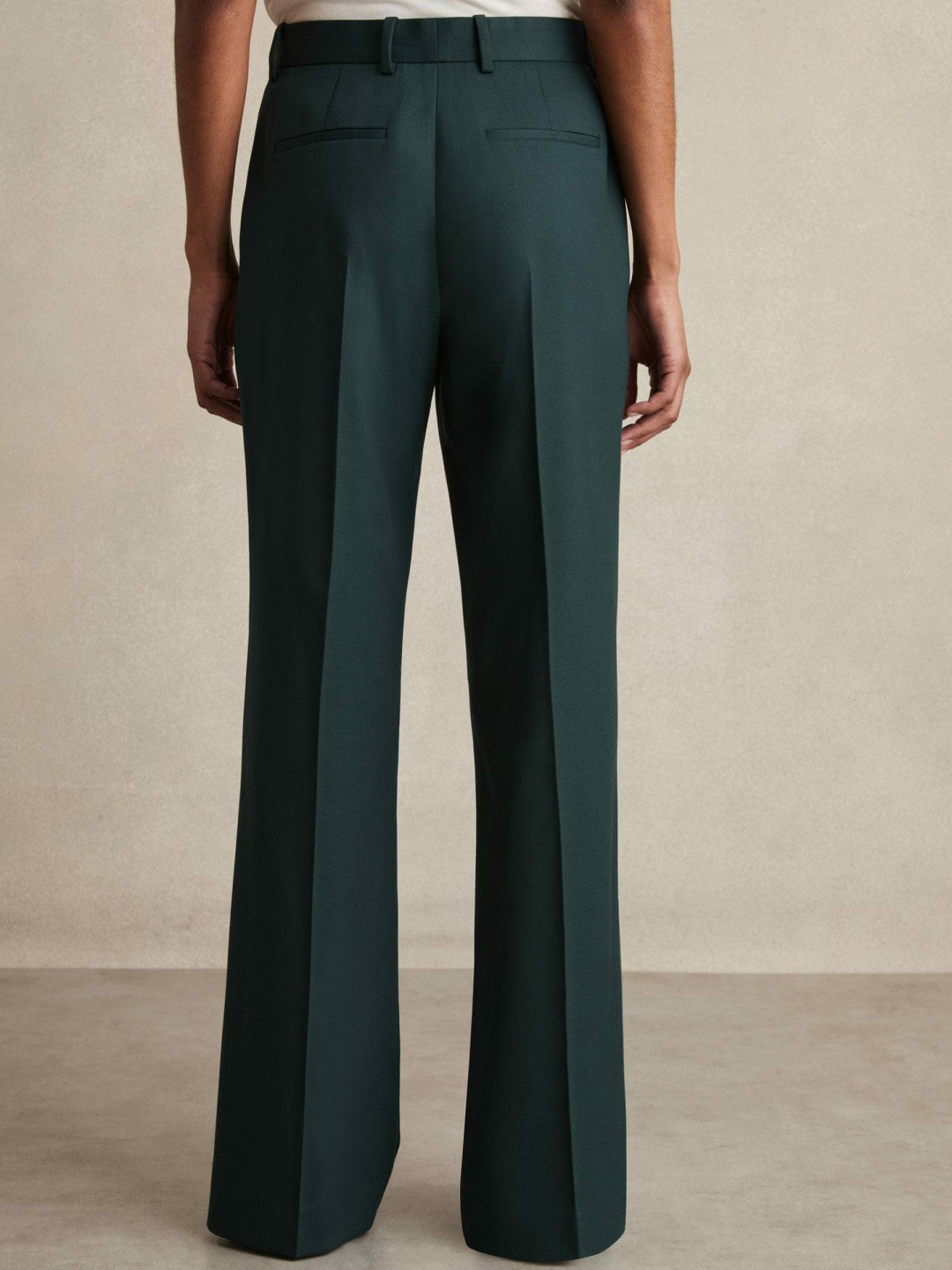 Petite Wool-Blend Wide-Leg Suit Trousers Green | Womens