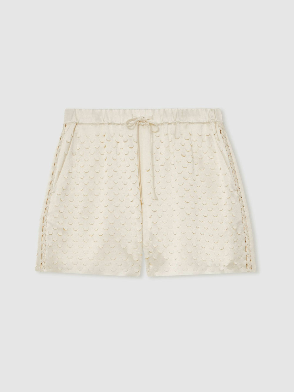 Laser Cut Drawstring Shorts White | Womens
