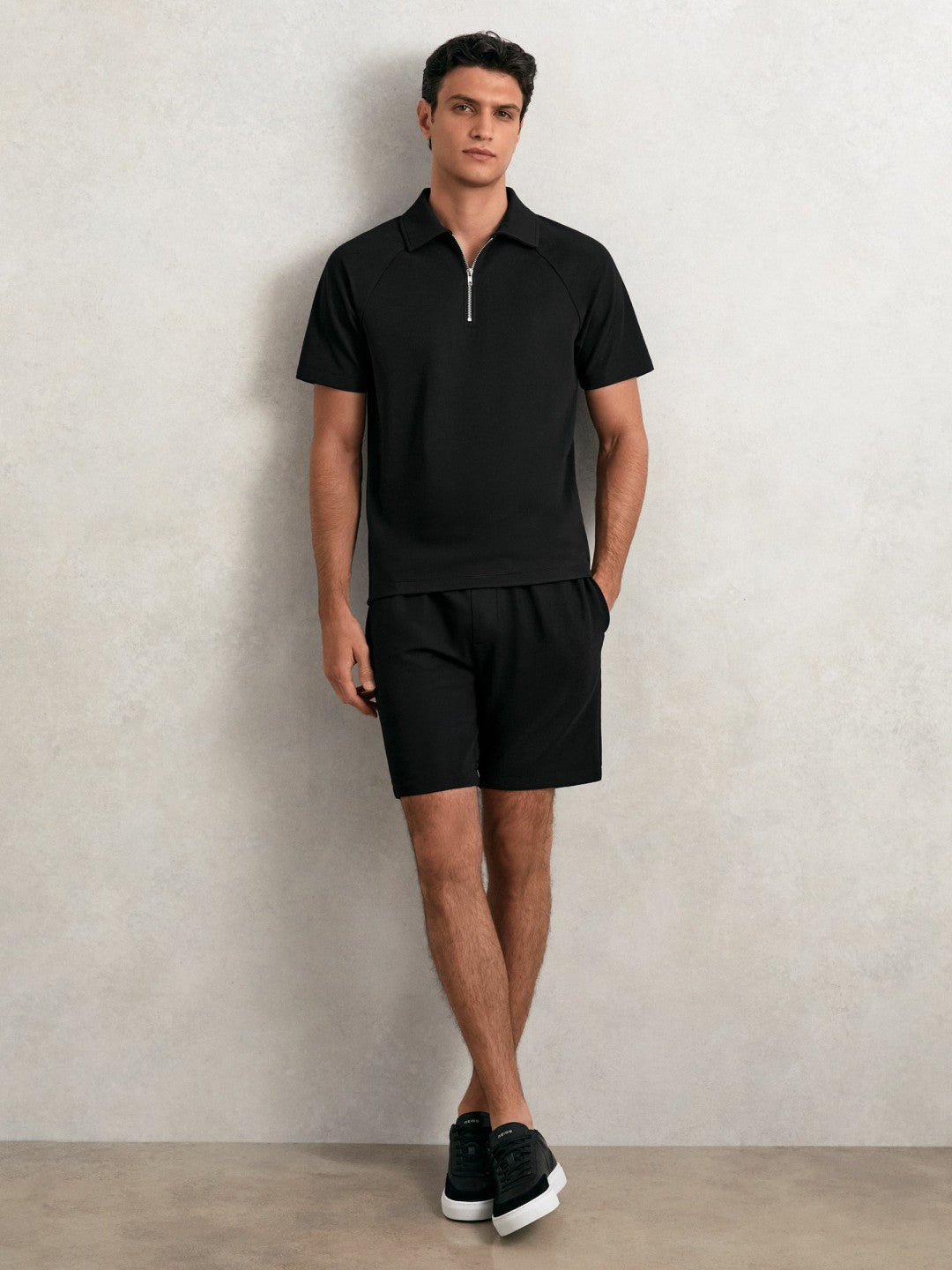 Bonded-Leather Low-Top Trainers Black | Mens