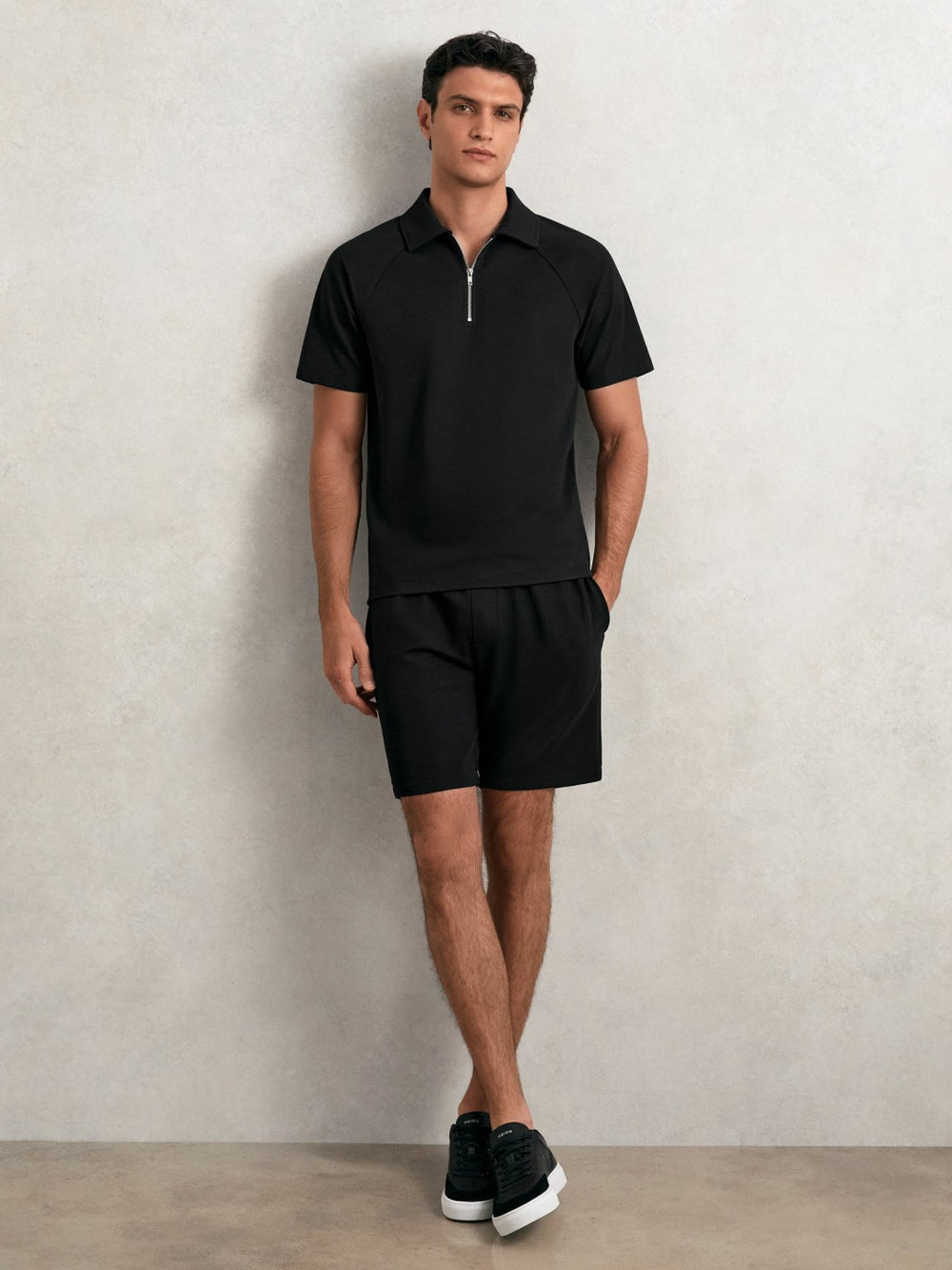 Bonded-Leather Low-Top Trainers Black | Mens