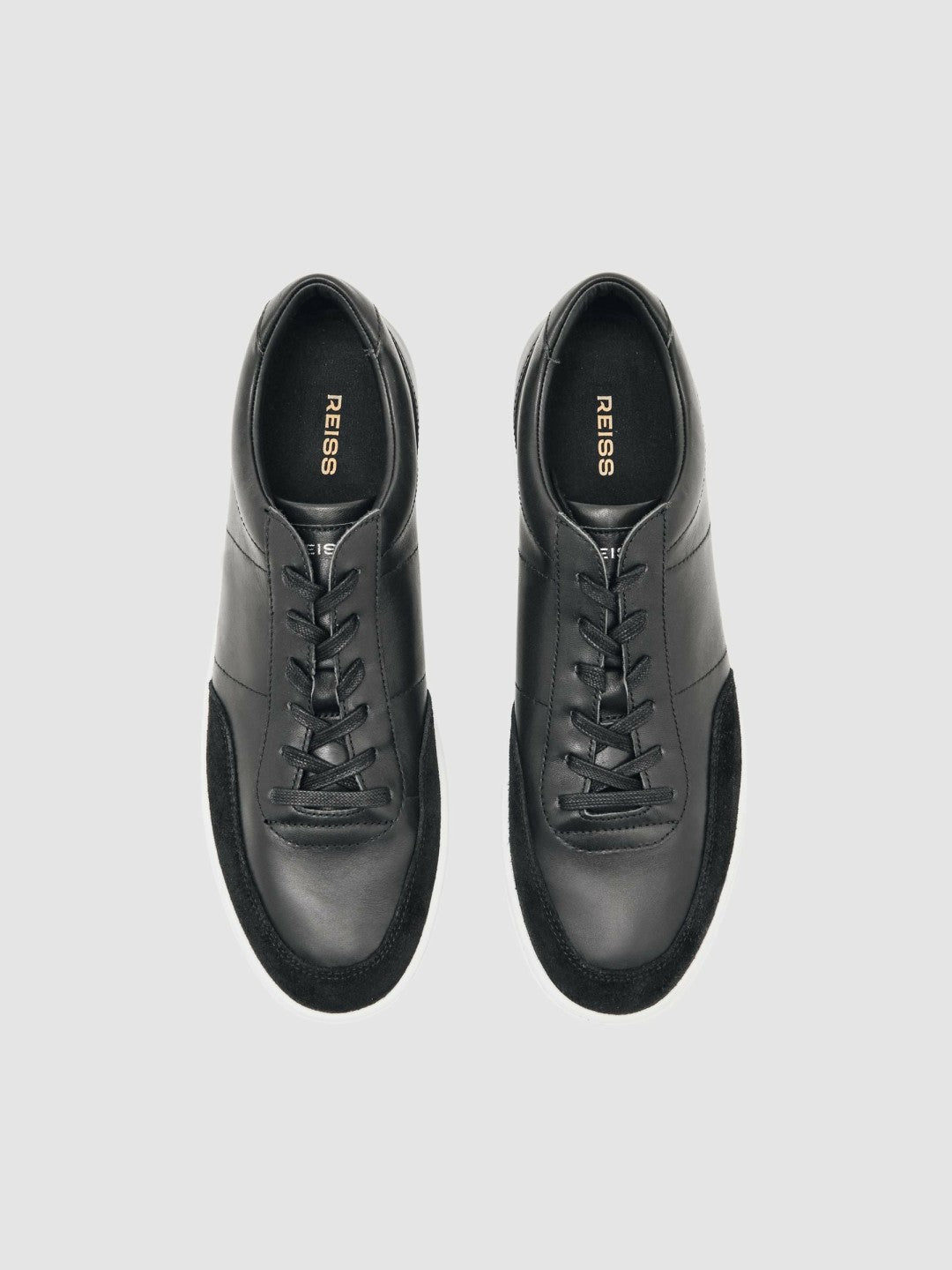 Bonded-Leather Low-Top Trainers Black | Mens
