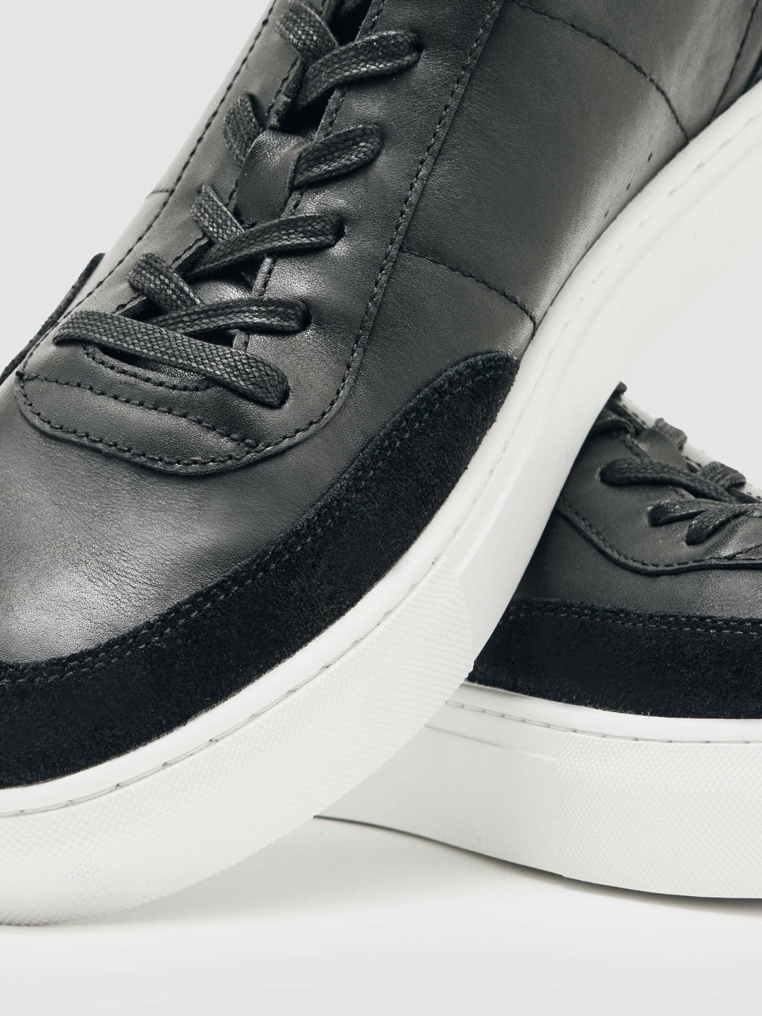 Bonded-Leather Low-Top Trainers Black | Mens