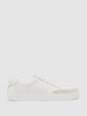 Bonded-Leather Low-Top Trainers White | Mens