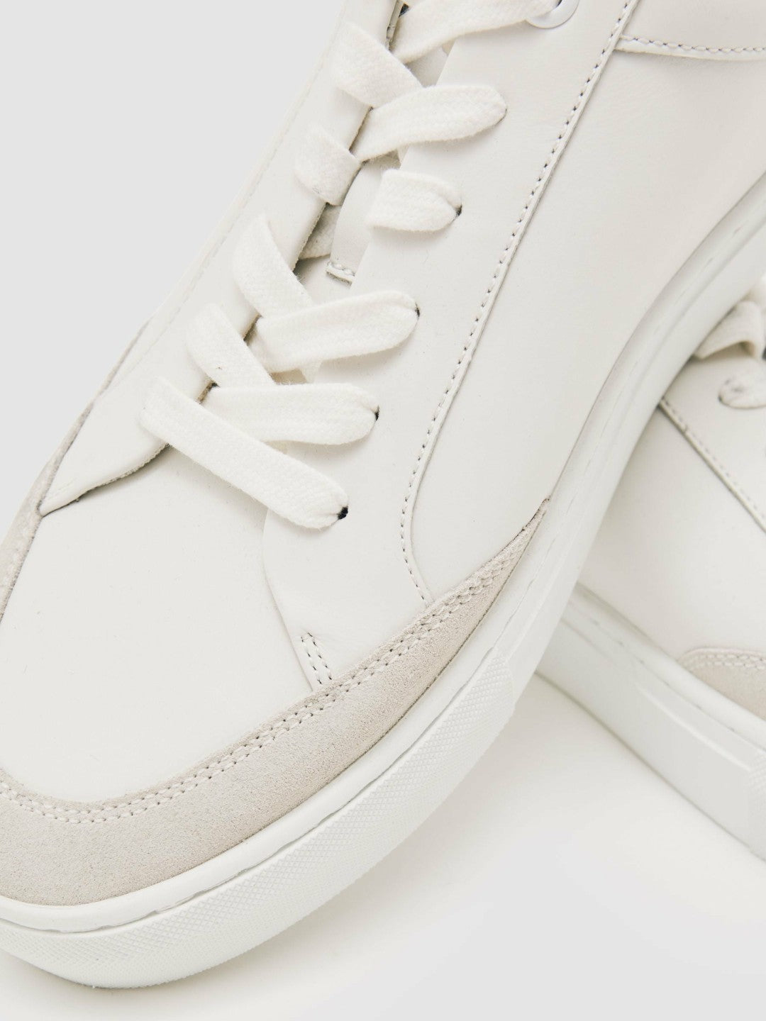 Bonded-Leather Low-Top Trainers White | Mens