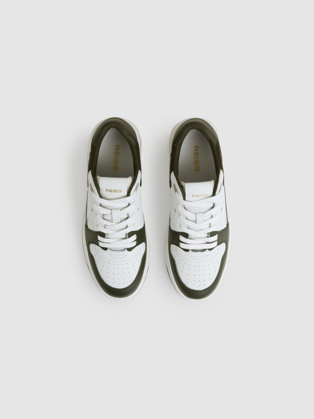 Leather Panelled Trainers Khaki/White | Womens
