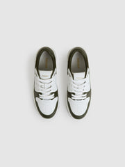 Leather Panelled Trainers Khaki/White | Womens