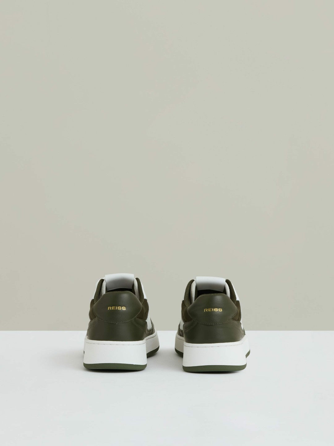 Leather Panelled Trainers Khaki/White | Womens