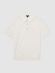 Cotton-Silk Polo Shirt Off White | Mens