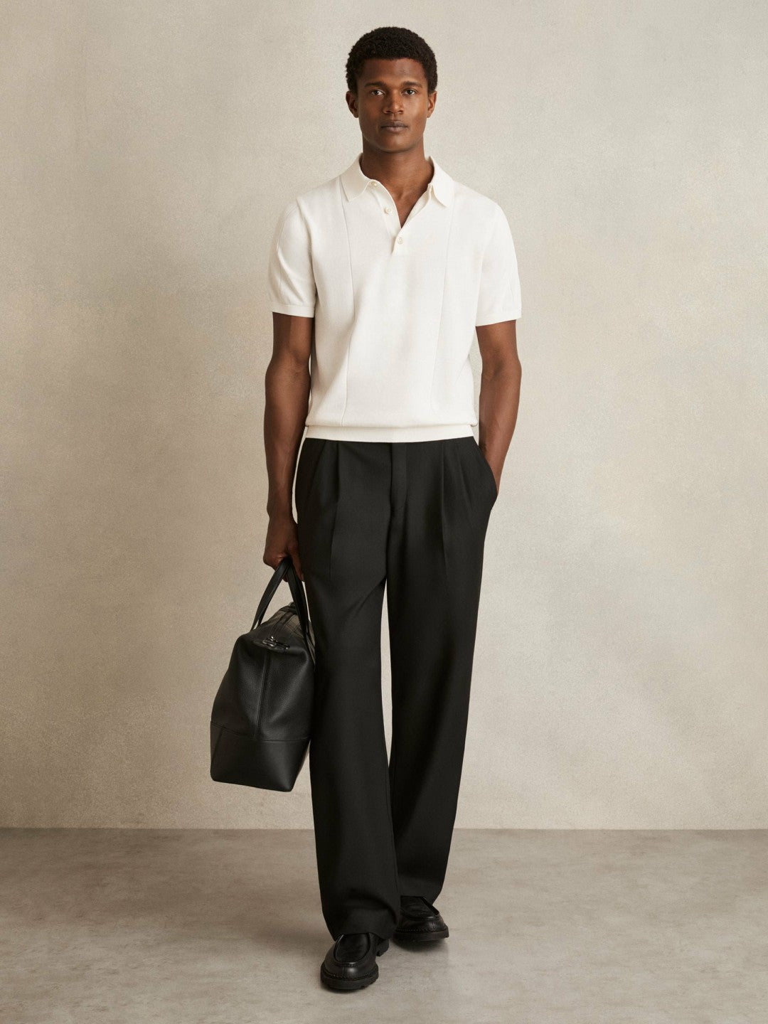 Cotton-Silk Polo Shirt Off White | Mens