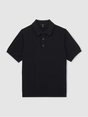 Cotton-Silk Polo Shirt Navy | Mens