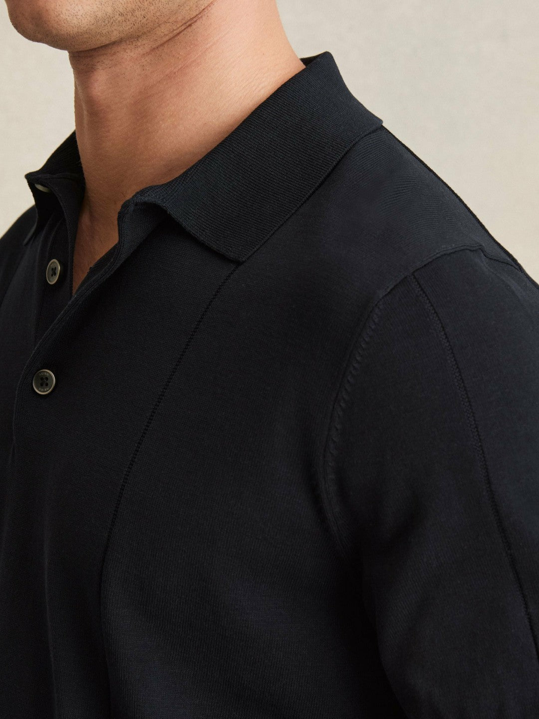 Cotton-Silk Polo Shirt Navy | Mens