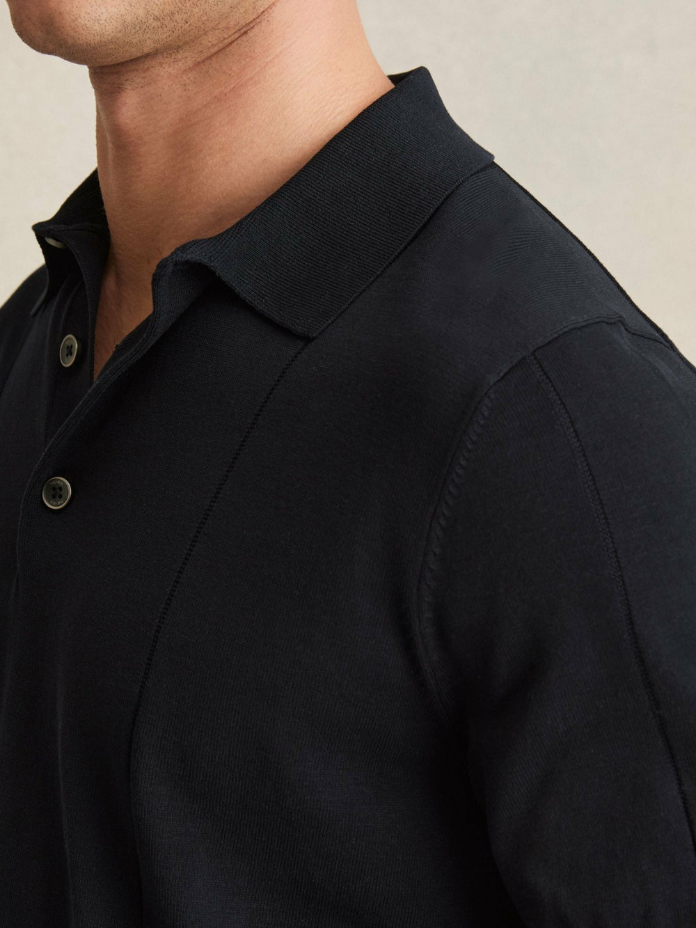 Cotton-Silk Polo Shirt Navy | Mens