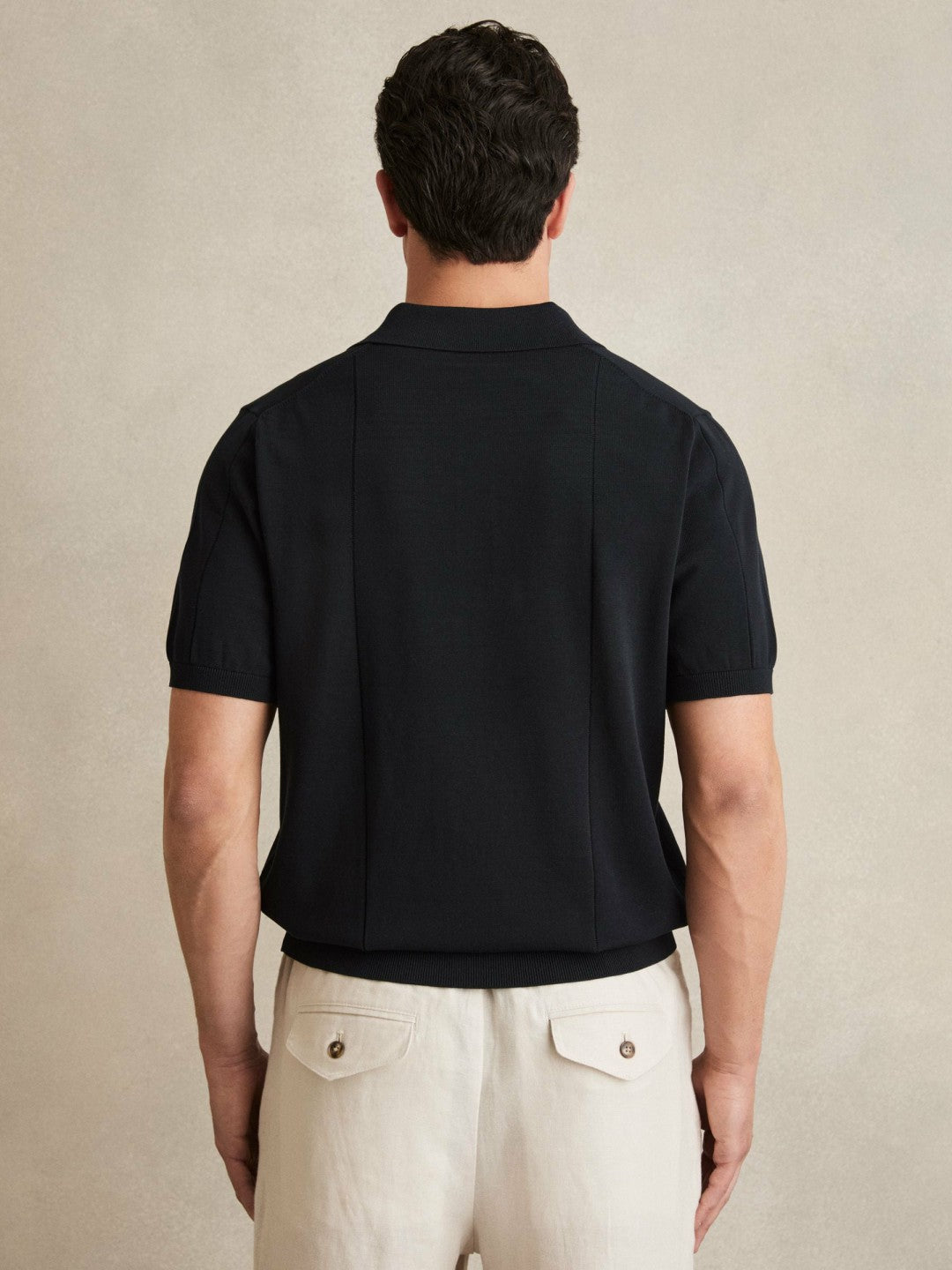 Cotton-Silk Polo Shirt Navy | Mens