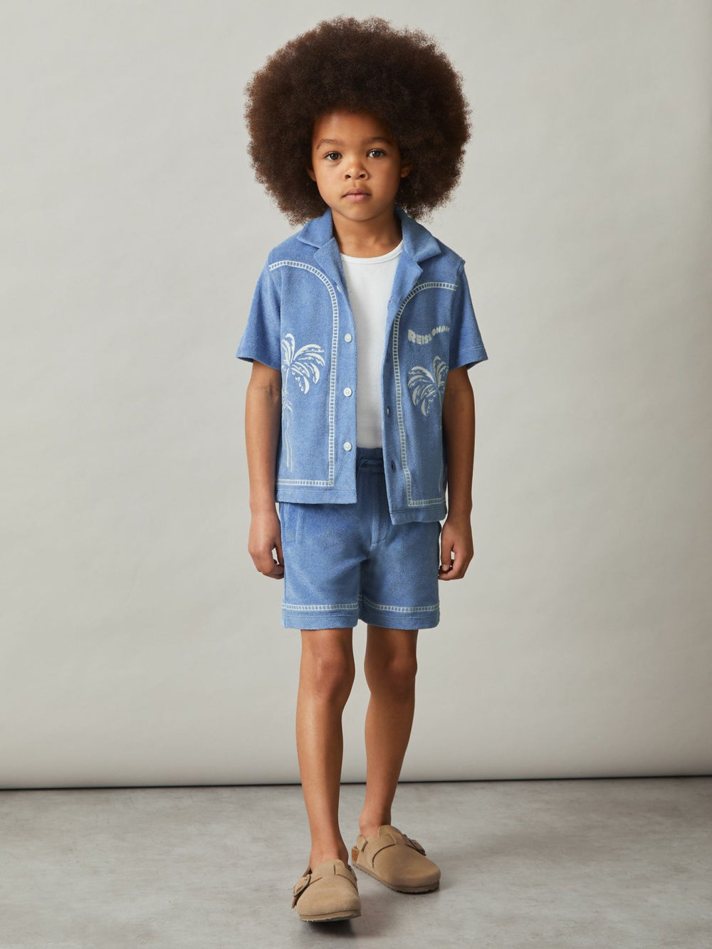 13-14 yrs Towelling Brand-Embroidered Shorts Airforce Blue | Children