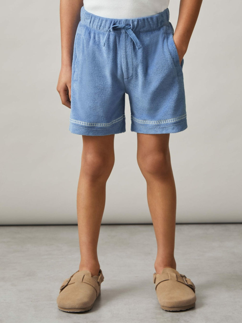 13-14 yrs Towelling Brand-Embroidered Shorts Airforce Blue | Children