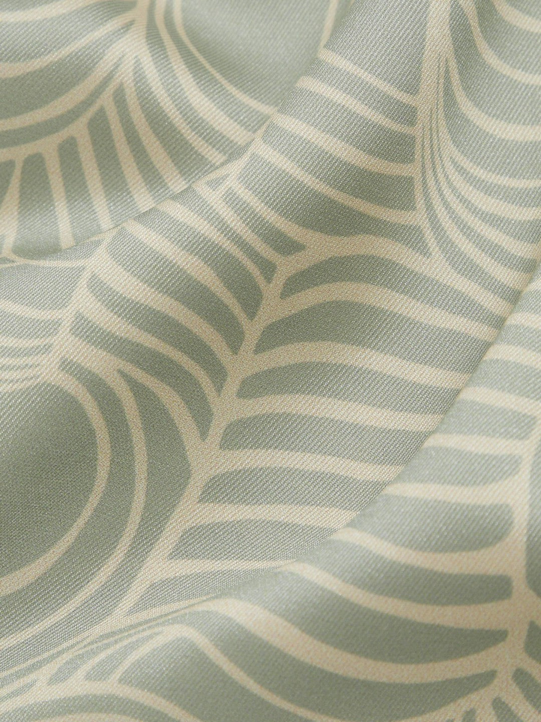 Wave Print Cuban Collar Shirt Sage Green | Mens