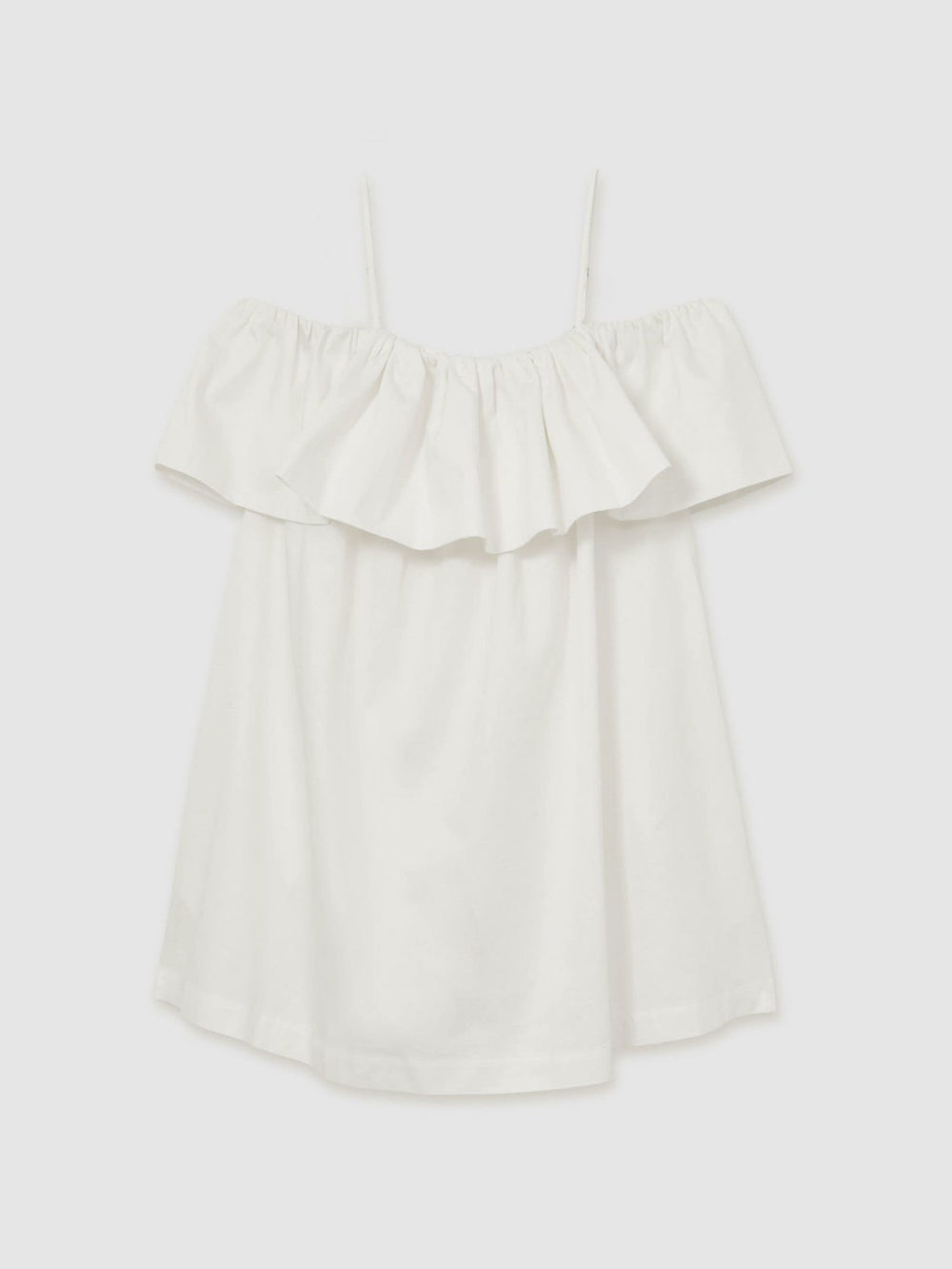 Cotton Off Shoulder Mini Dress Ivory Cream | Womens