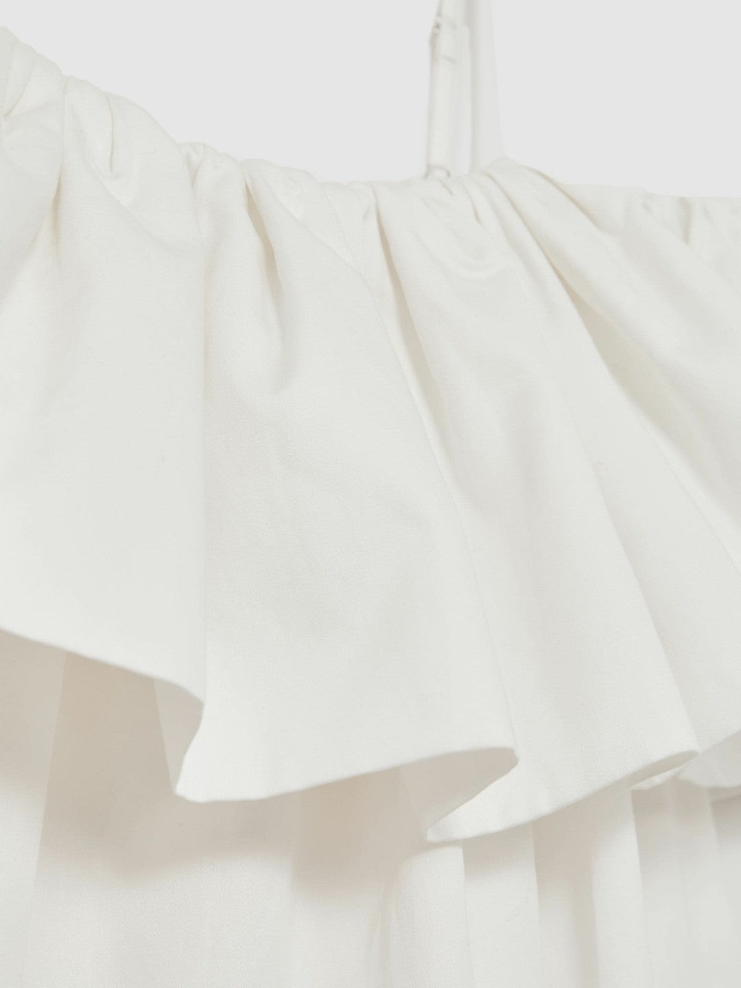 Cotton Off Shoulder Mini Dress Ivory Cream | Womens
