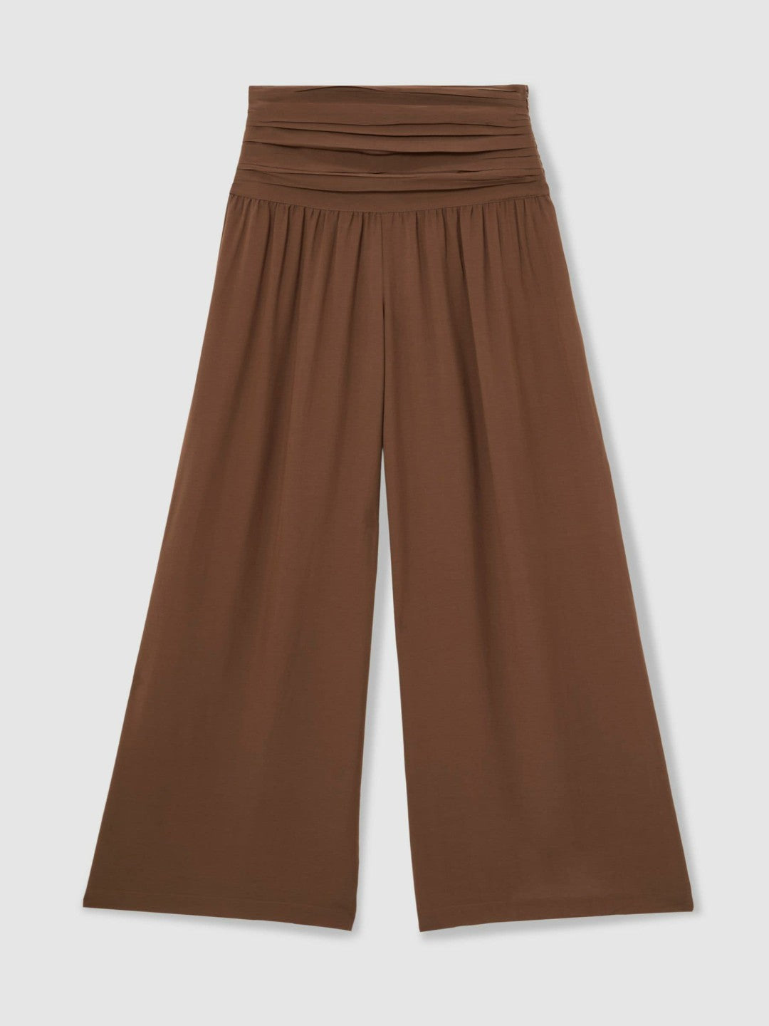 Lyocell Blend Wide Leg Trousers Brown | Womens