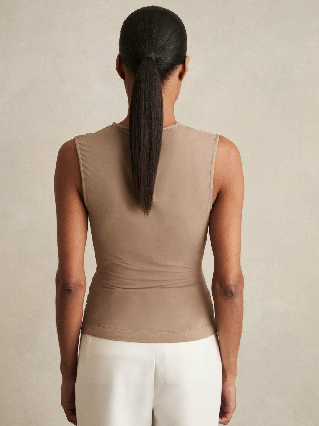Stretch-Modal Ruched Vest Mocha Brown | Womens
