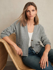 Wool-Cashmere Button Cardigan Silver Grey | Womens