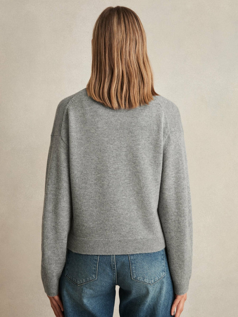 Wool-Cashmere Button Cardigan Silver Grey | Womens