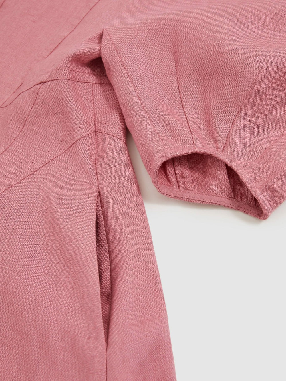 9-13 yrs Linen Balloon-Sleeve Dress Pink | Children