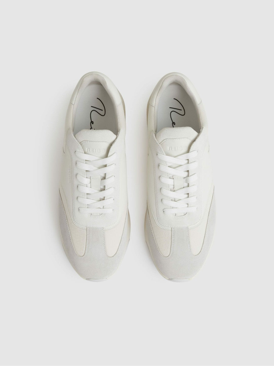 Bonded-Leather Suede Running Trainers White | Mens