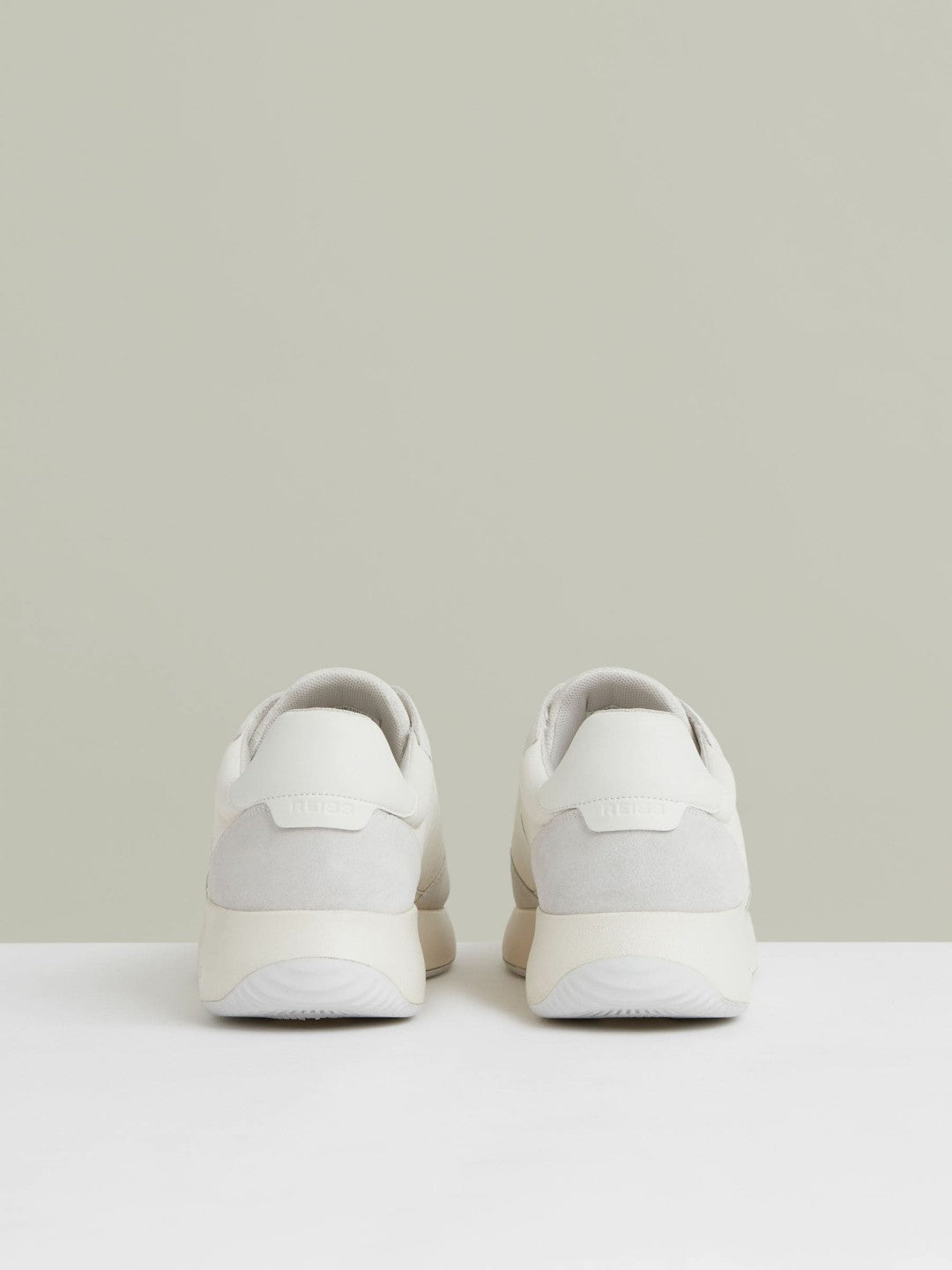 Bonded-Leather Suede Running Trainers White | Mens