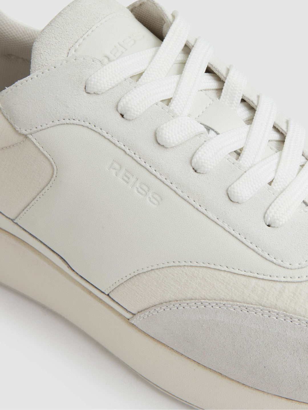 Bonded-Leather Suede Running Trainers White | Mens
