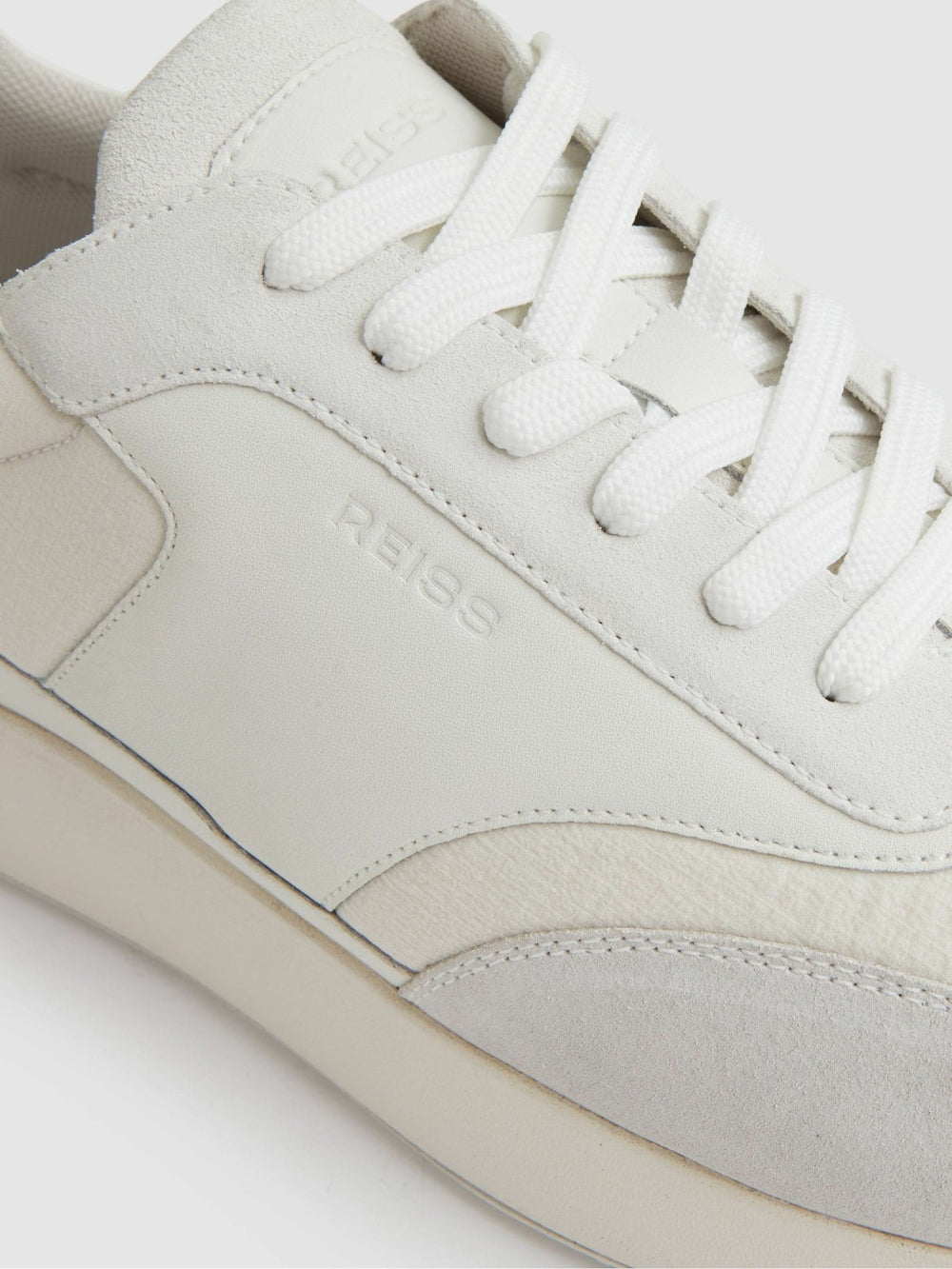Bonded-Leather Suede Running Trainers White | Mens