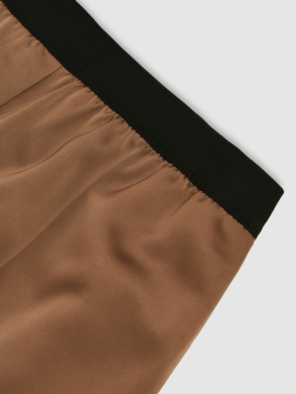 Satin Wide Leg Elastic Waist Trousers Taupe Neutral | Womens