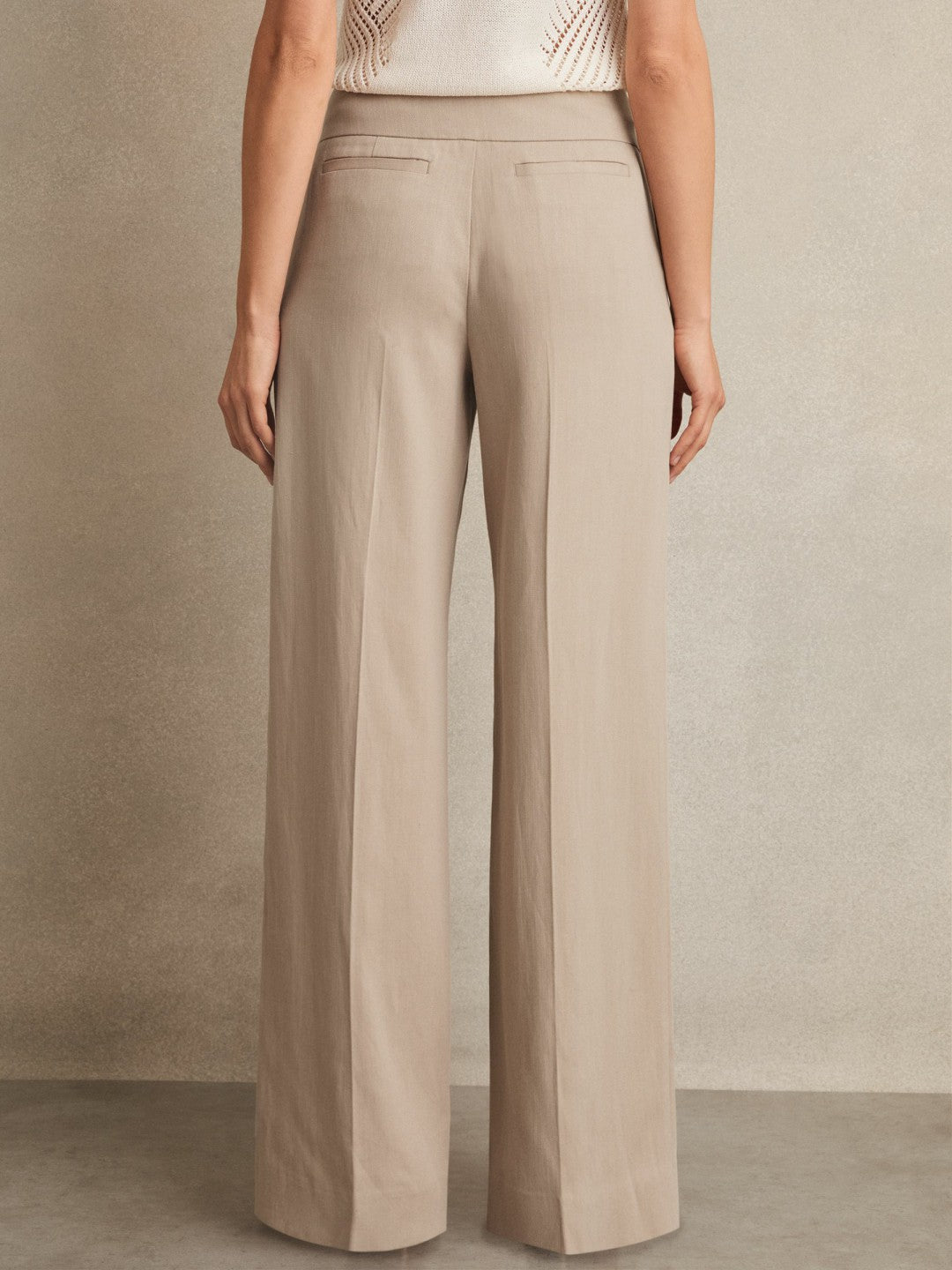 Petite Lyocell-Linen Wide-Leg Trousers Neutral | Womens