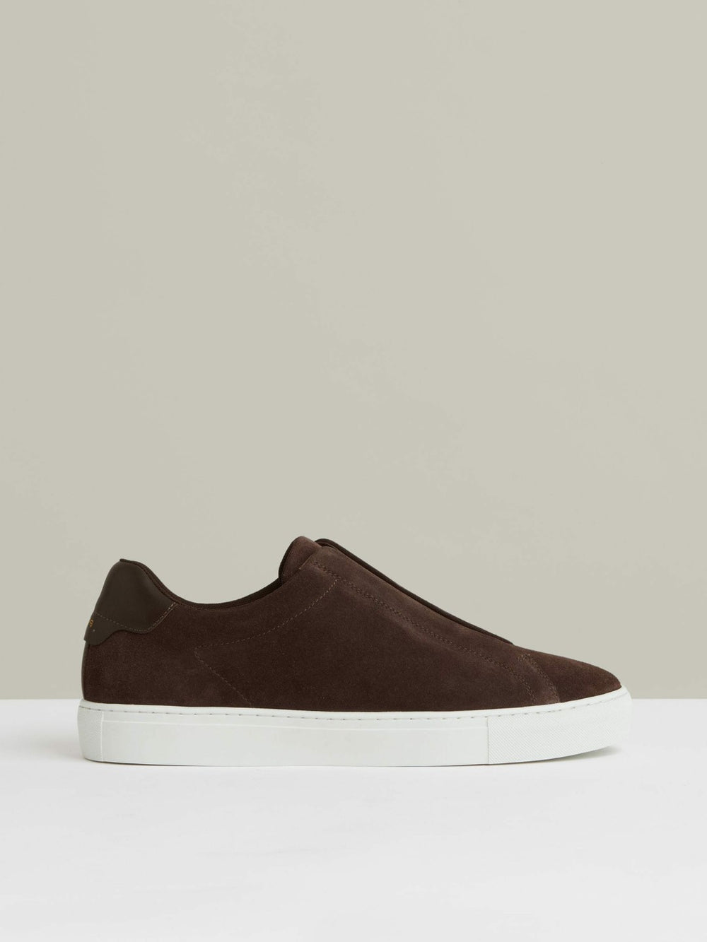 Suede Slip-On Elasticated Trainers Chocolate Brown | Mens