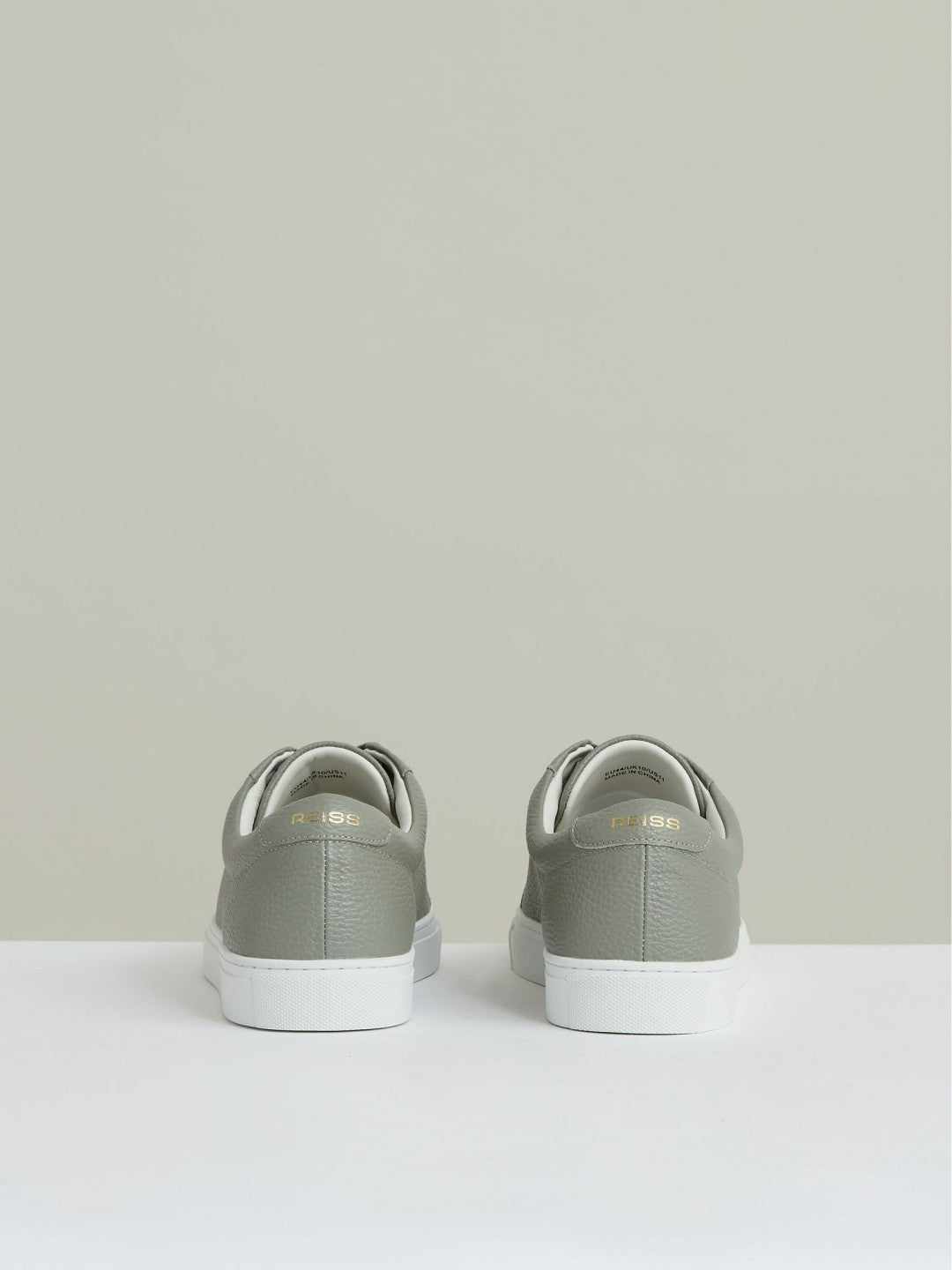Tumbled-Leather Low-Top Trainers Mint Green | Mens