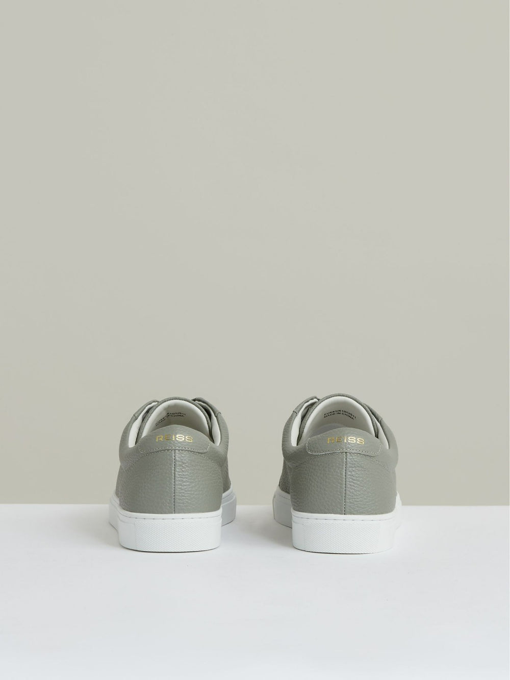Tumbled-Leather Low-Top Trainers Mint Green | Mens