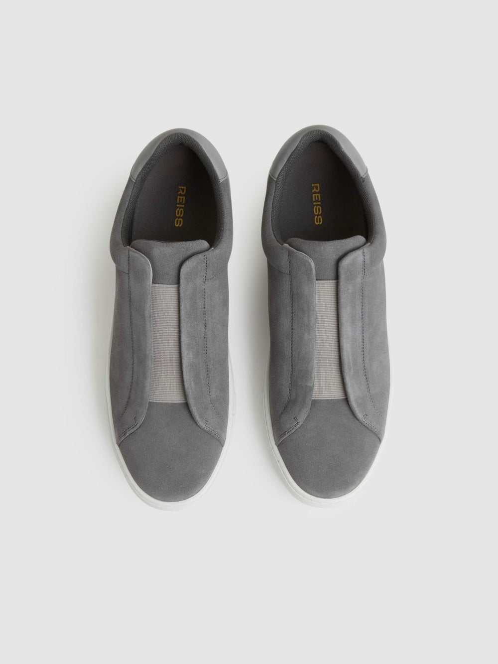 Suede Slip-On Elasticated Trainers Grey | Mens