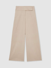 Lyocell-Linen Wide-Leg Trousers Neutral | Womens