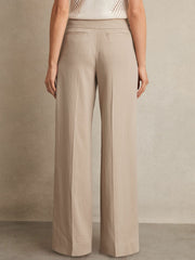 Lyocell-Linen Wide-Leg Trousers Neutral | Womens