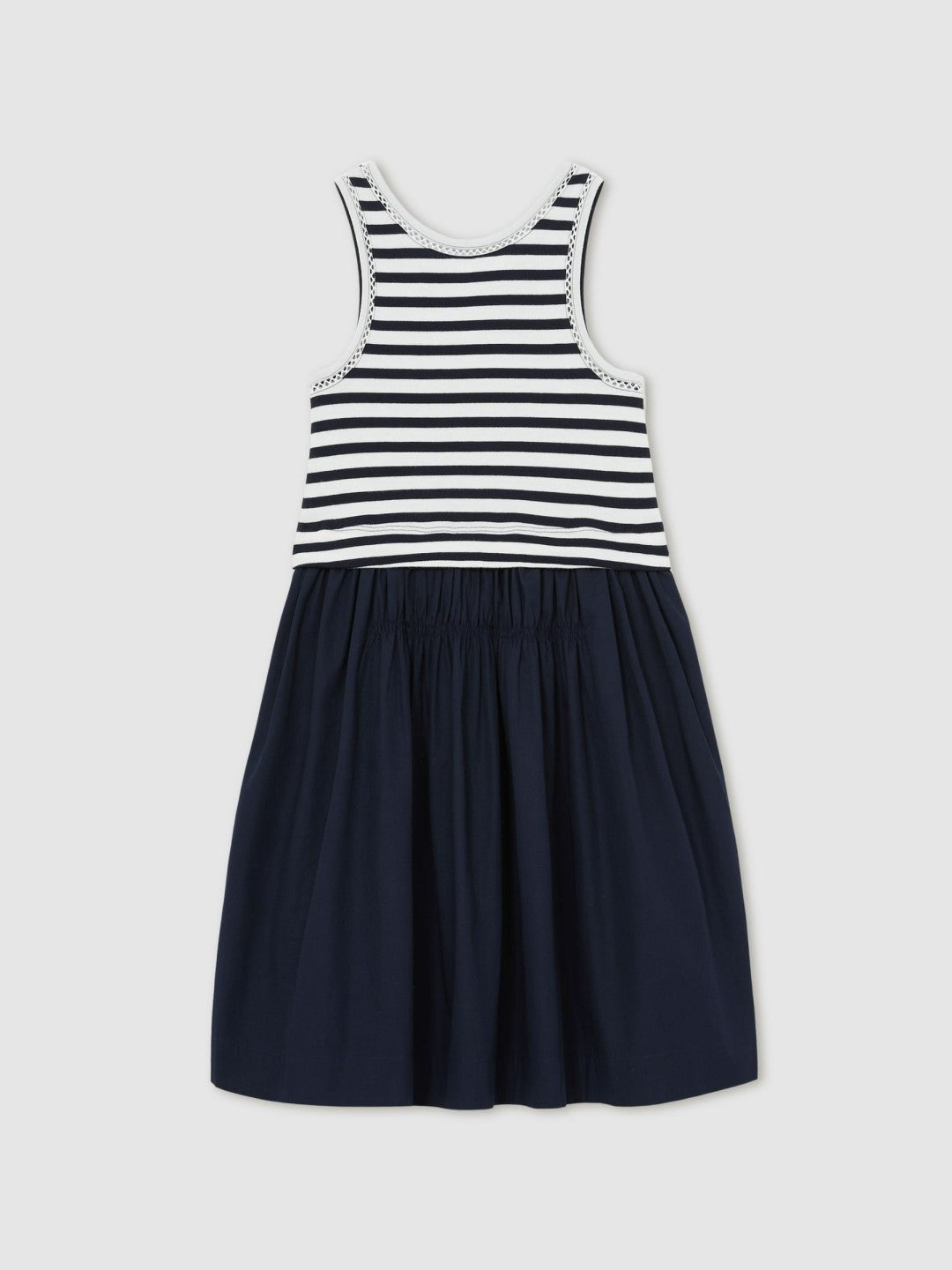 9-13 yrs Cotton Layered Sleeveless Midi Dress Navy | Children