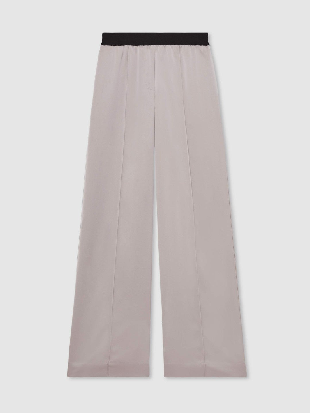 Satin Wide Leg Elastic Waist Trousers Grey | Womens